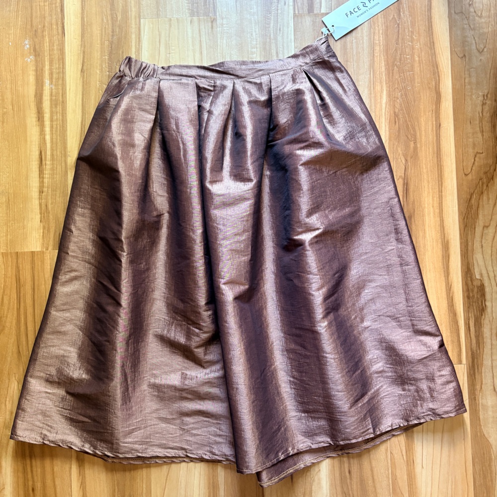 Metallic Bronze A-Line Skirt Medium NWT